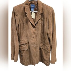 NWT Faconnable Long Sleeve Button Down Goatskin Suede Jacket Sz XL